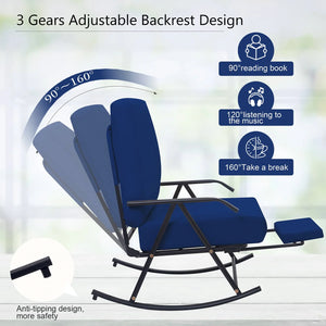 PrimePatio Outdoor Rocking Chair with adjustable angle backrest