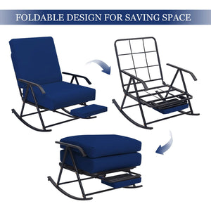 PrimePatio Outdoor Rocking Chair Foldable Design