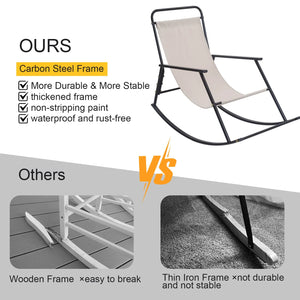 COMAX Beige Rocking Chair Cotton-linen fabric carbon steel frames are more durable and stable, with thickened, non-flaking paint for waterproof, rust-proof performance