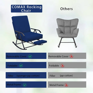 Patio Rocker Chair Metal with Footrest & Padded Seat