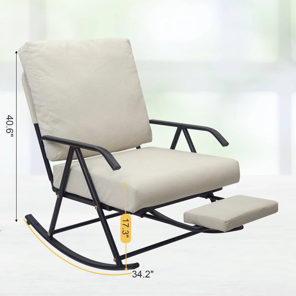 COMAX Beige Glider Rocking Chair dimensions are 24.8"W x 34.2"D x 40.6"H