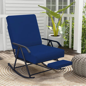 Patio Rocker Chair Metal with Footrest & Padded Seat