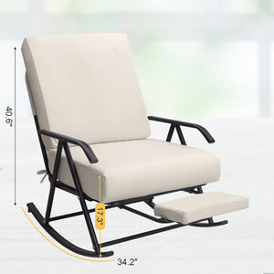 COMAX Beige Glider Rocking Chair-Cotton and Linen Fabrics dimensions are 24.8"W x 34.2"D x 40.6"H