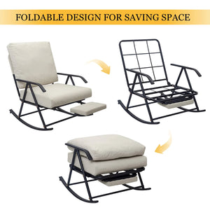COMAX Beige Glider Rocking Chair  foldable design for saving space