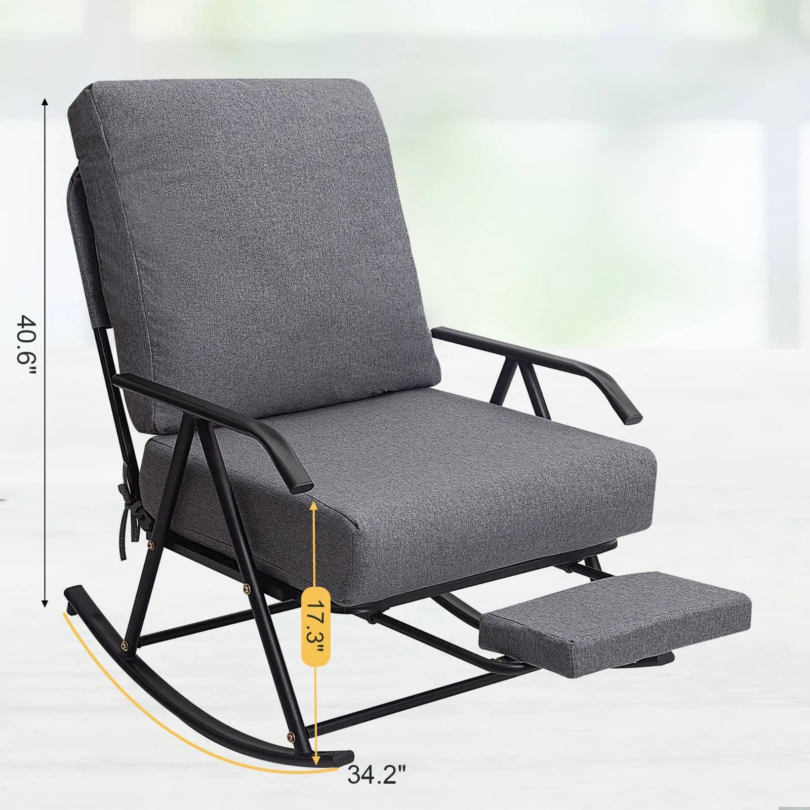 COMAX Glider Rocking Chair-Cotton and Linen Fabrics dimensions are 24.8"W x 34.2"D x 40.6"H