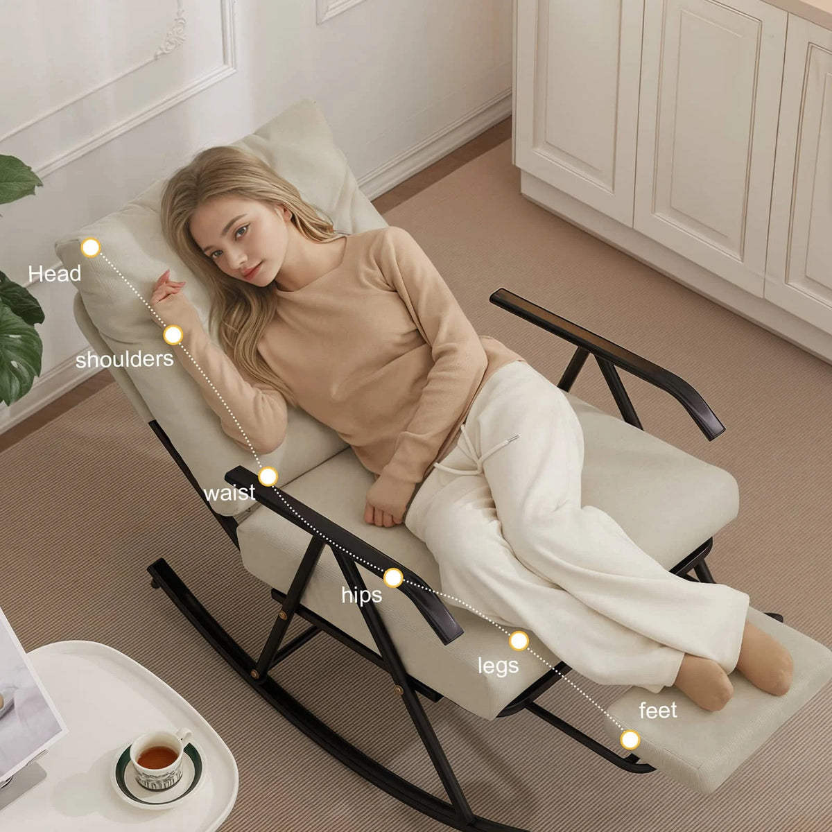 COMAX Beige Glider Rocking Chair Ergonomic Design