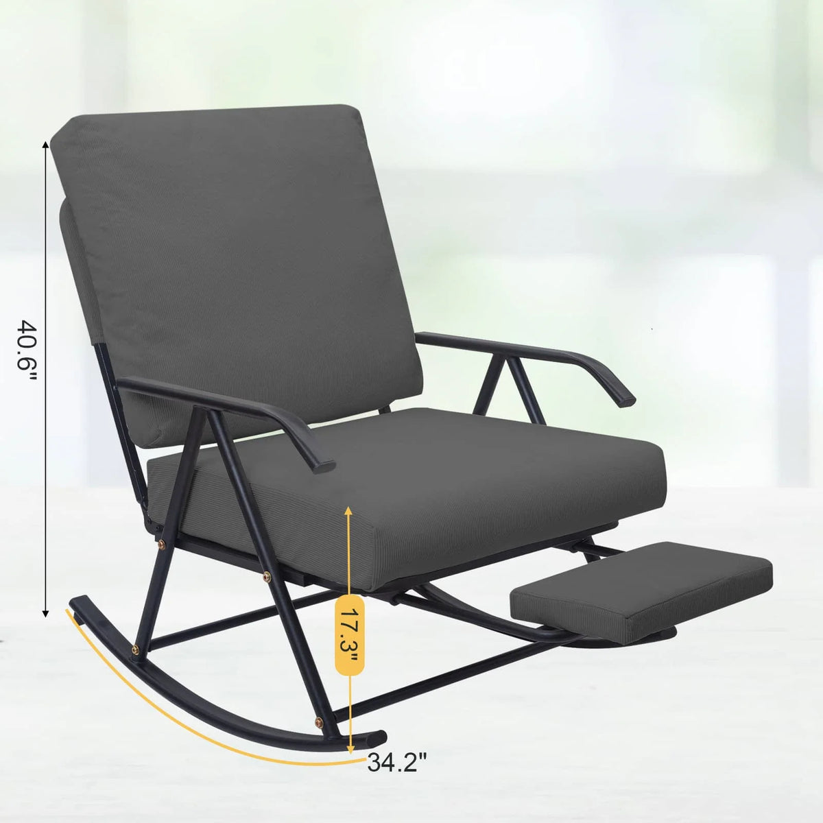 COMAX Glider Rocking Chair dimensions are 24.8"W x 34.2"D x 40.6"H
