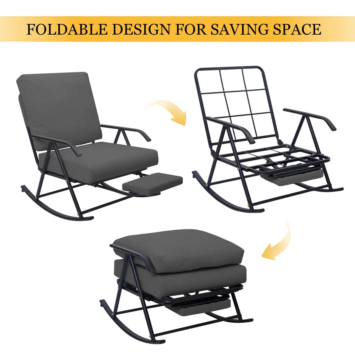 COMAX Glider Rocking Chair foldable design for saving space