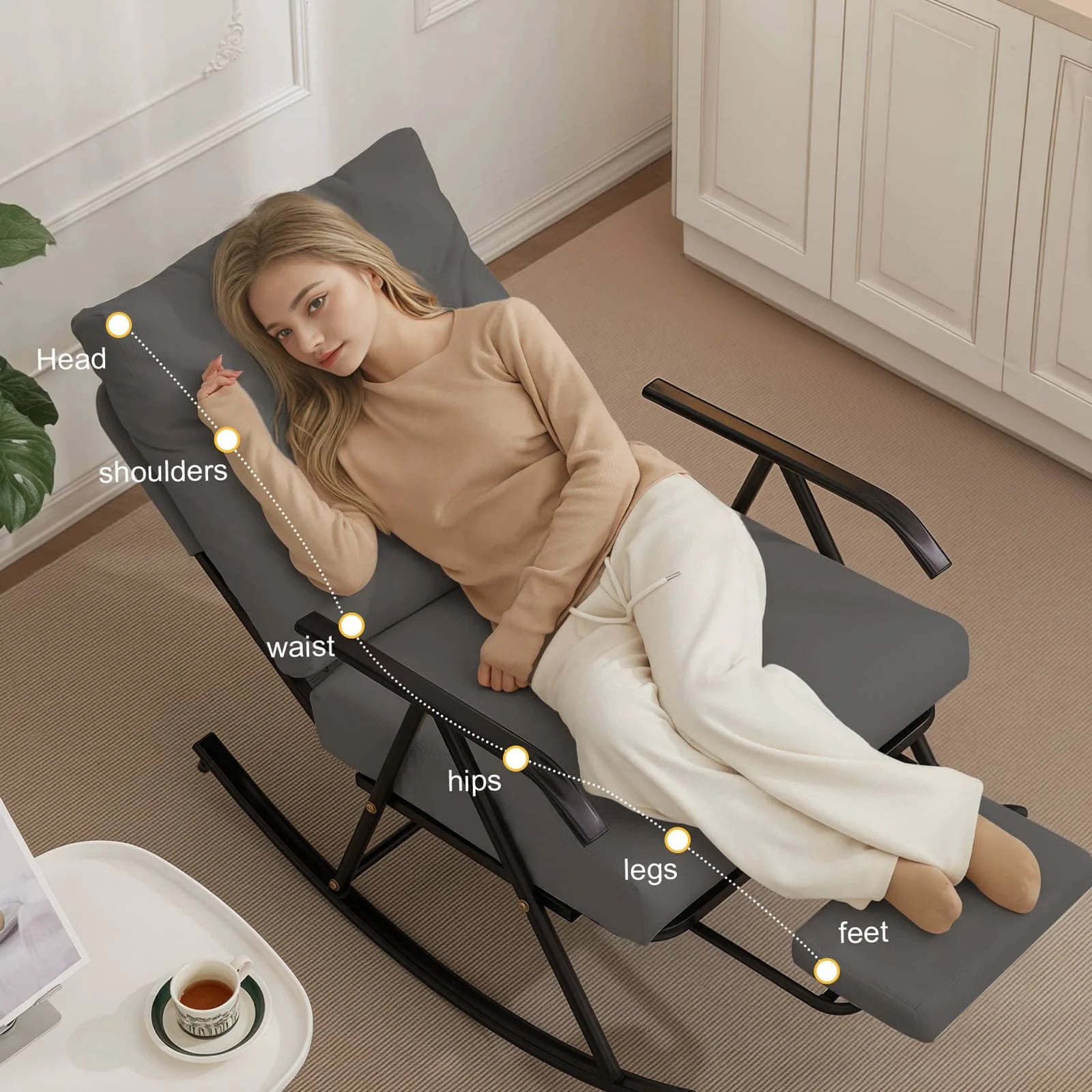 COMAX Glider Rocking Chair Ergonomic Design