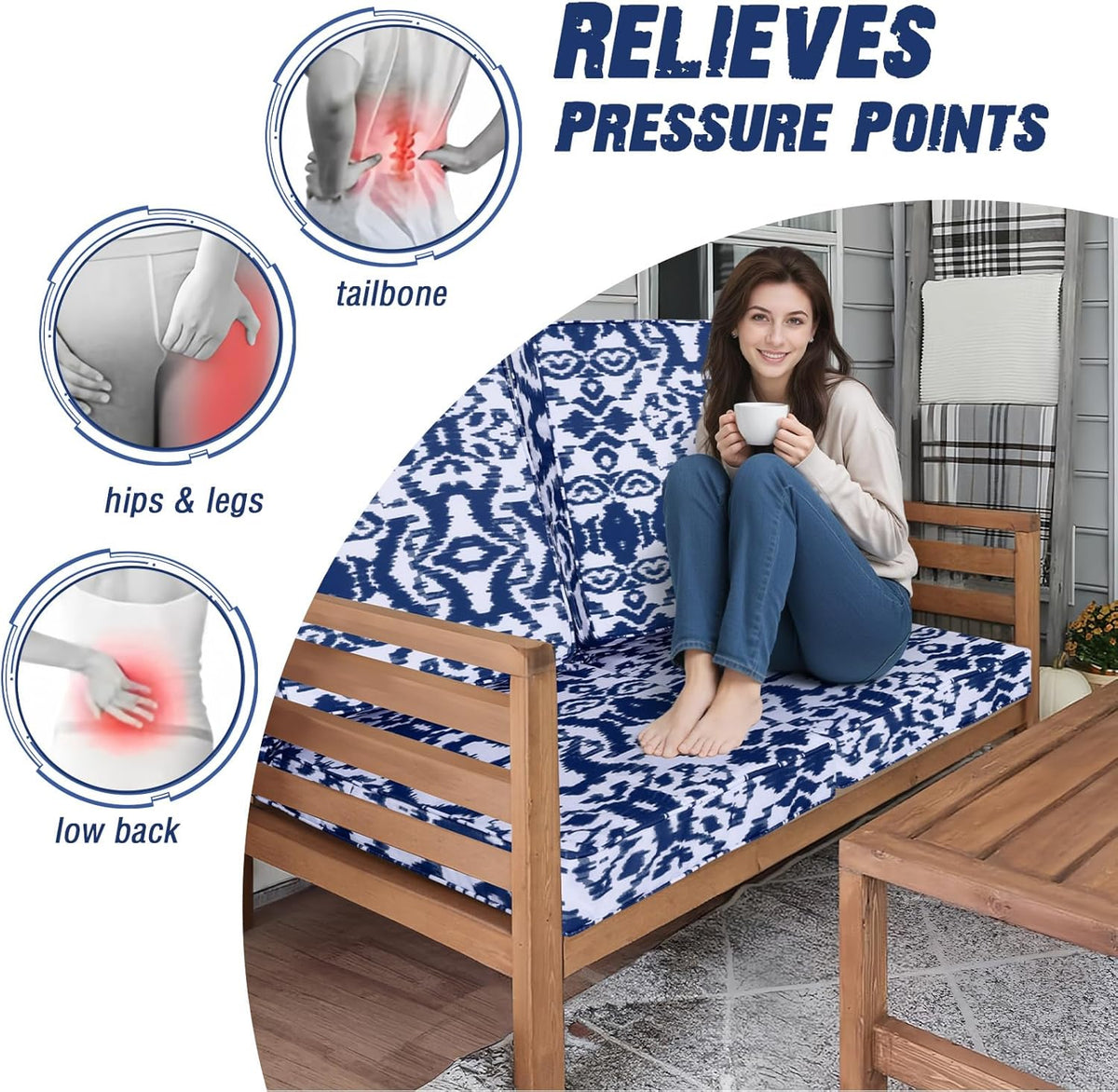 Comfortable Outdoor Chair Cushions Set of 2-Navy