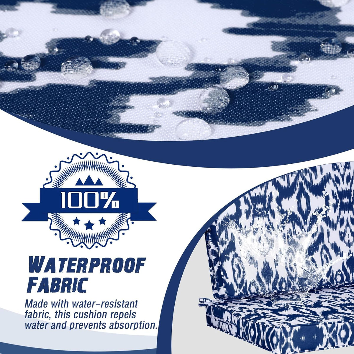 Waterproof Outdoor Chair Cushions Set of 2-Navy