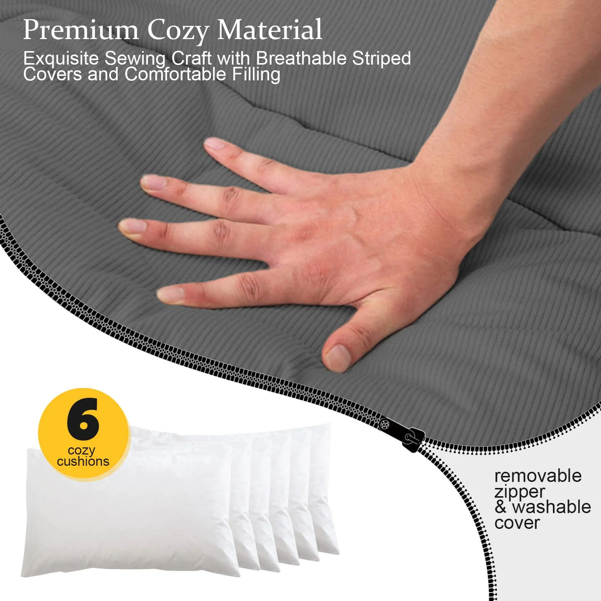 COMAX Rocking Chair have HQ materials, refined sewing, breathable striped shell, cozy filling.