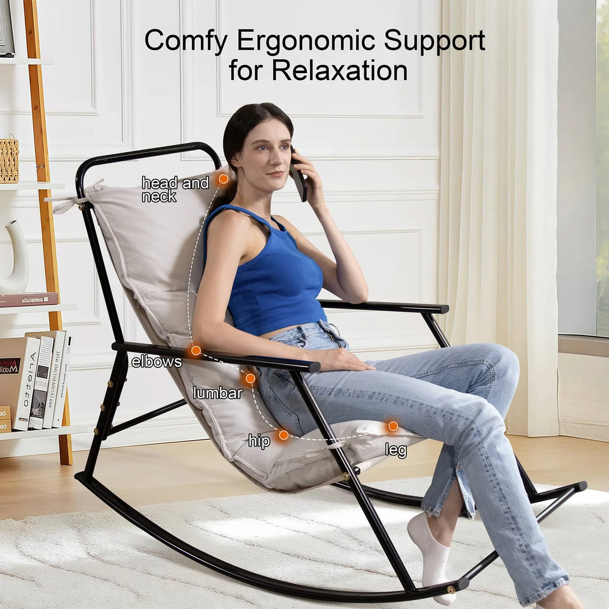 COMAX Rocking Chair-Cotton and linen fabrics