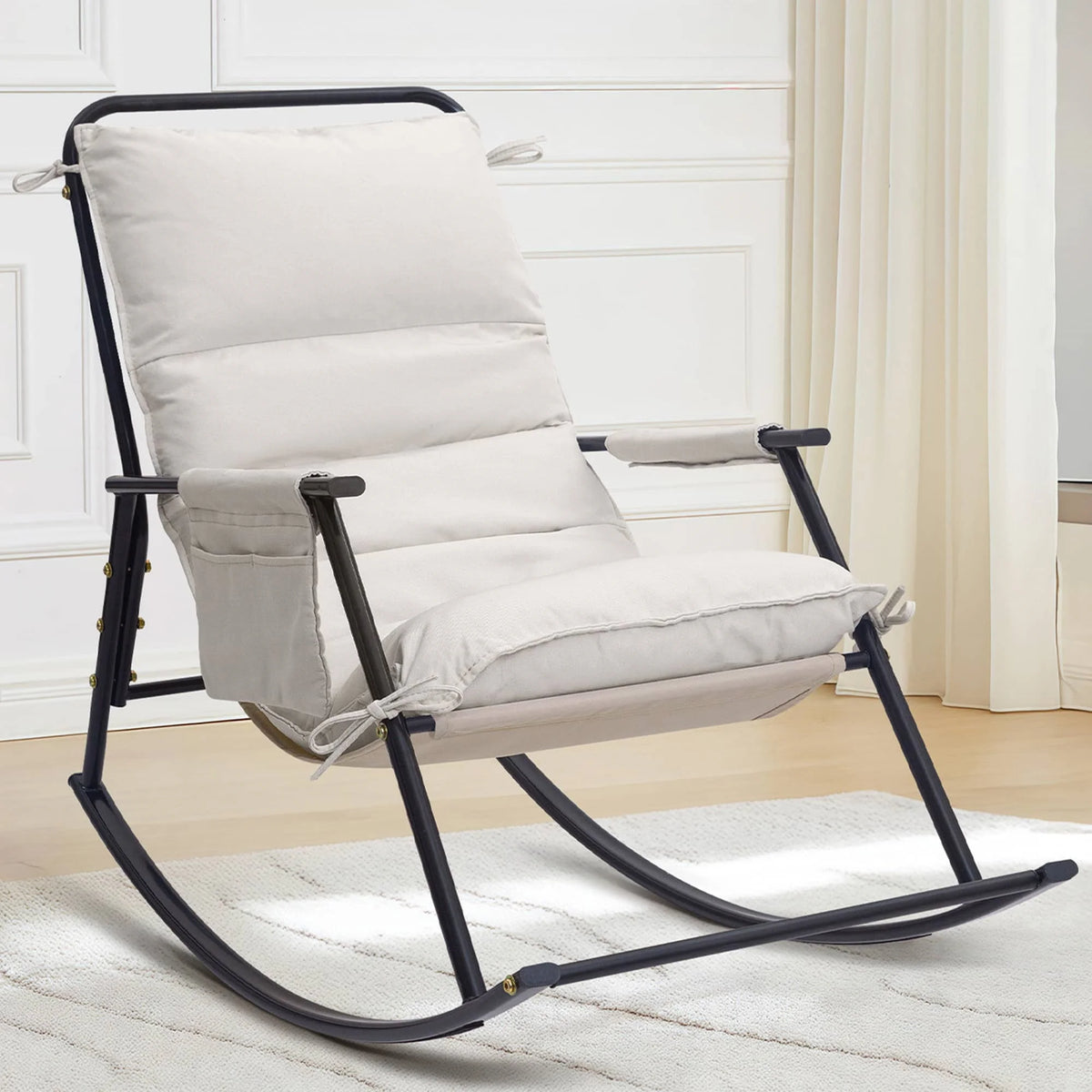 COMAX Beige Rocking Chair Cotton-linen fabric scene