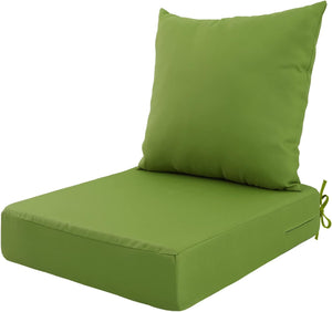 Hampton Bay Replacement Cushions for Sofa Couch Chair, Water-Resistant Canvas; Natural; Green Leaf