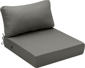 Hampton Bay Replacement Cushions for Sofa Couch Chair, Water-Resistant Canvas; Natural; Medium Grey