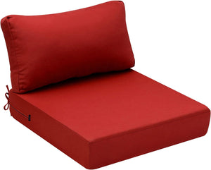 Hampton Bay Replacement Cushions for Sofa Couch Chair, Water-Resistant Canvas; Natural; Lipstick Red