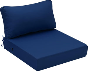 Hampton Bay Replacement Cushion for Sofa Couch Chair, Water-Resistant Canvas; Natural; Dark Cerulean