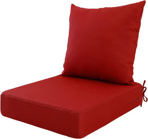 Hampton Bay Replacement Cushions for Sofa Couch Chair, Water-Resistant Canvas; Natural; Lipstick Red