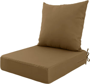 Hampton Bay Replacement Cushions for Sofa Couch Chair, Water-Resistant Canvas; Natural; Khaki