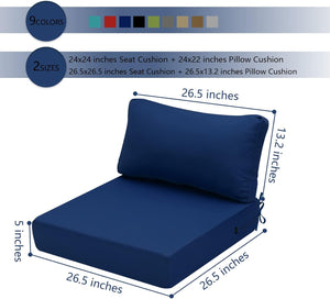 Hampton Bay Replacement Cushion for Sofa Couch Chair, Water-Resistant Canvas; Natural; Dark Cerulean