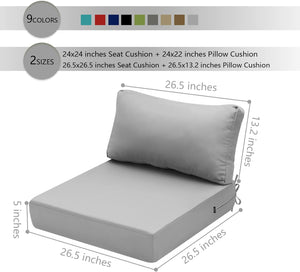 Hampton Bay Replacement Cushions for Sofa Couch Chair, Water-Resistant Canvas; Natural; Silver Grey