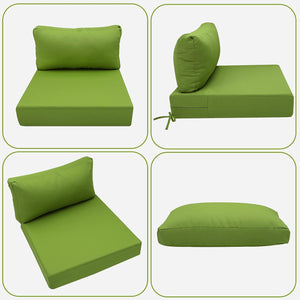 Hampton Bay Replacement Cushions for Sofa Couch Chair, Water-Resistant Canvas; Natural; Green Leaf