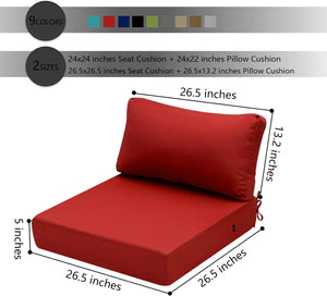 Hampton Bay Replacement Cushions for Sofa Couch Chair, Water-Resistant Canvas; Natural; Lipstick Red