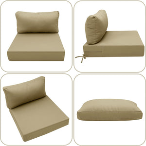 Hampton Bay Replacement Cushions for Sofa Couch Chair, Water-Resistant Canvas; Natural; Light Khaki