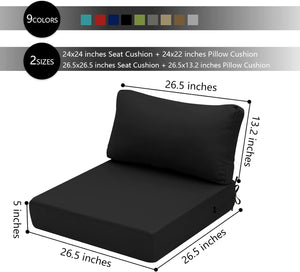 Hampton Bay Replacement Cushions for Sofa Couch Chair, Water-Resistant Canvas; Natural; Black