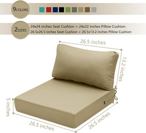 Hampton Bay Replacement Cushions for Sofa Couch Chair, Water-Resistant Canvas; Natural; Light Khaki