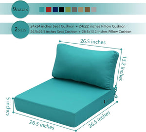 Hampton Bay Replacement Cushions for Sofa Couch Chair, Water-Resistant Canvas; Natural; Peacock Blue