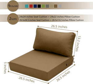 Hampton Bay Replacement Cushions for Sofa Couch Chair, Water-Resistant Canvas; Natural; Khaki