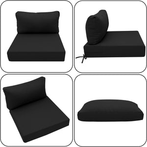 Hampton Bay Replacement Cushions for Sofa Couch Chair, Water-Resistant Canvas; Natural; Black