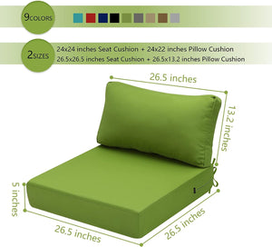 Hampton Bay Replacement Cushions for Sofa Couch Chair, Water-Resistant Canvas; Natural; Green Leaf