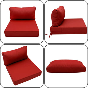 Hampton Bay Replacement Cushions for Sofa Couch Chair, Water-Resistant Canvas; Natural; Lipstick Red