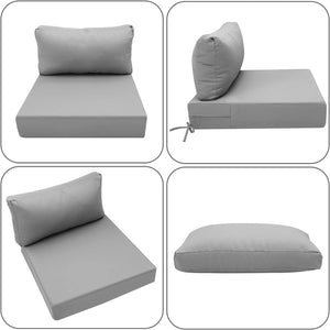 Hampton Bay Replacement Cushions for Sofa Couch Chair, Water-Resistant Canvas; Natural; Silver Grey